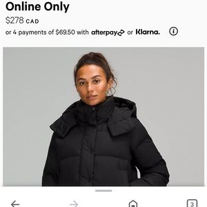 Lululemon goose down coat